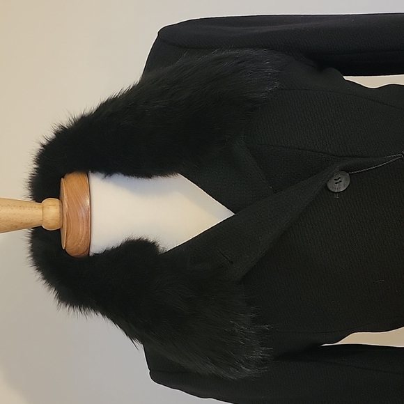 NWT Gorgeous Andrew Marc Black Posh Wool Coat with Removable Fur Collar Size:8 - Picture 2 of 16